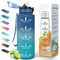 Trinkflasche 1.5L Auslaufsicher Mit Strohhalm, Motivationsskala, Wasserflasche
