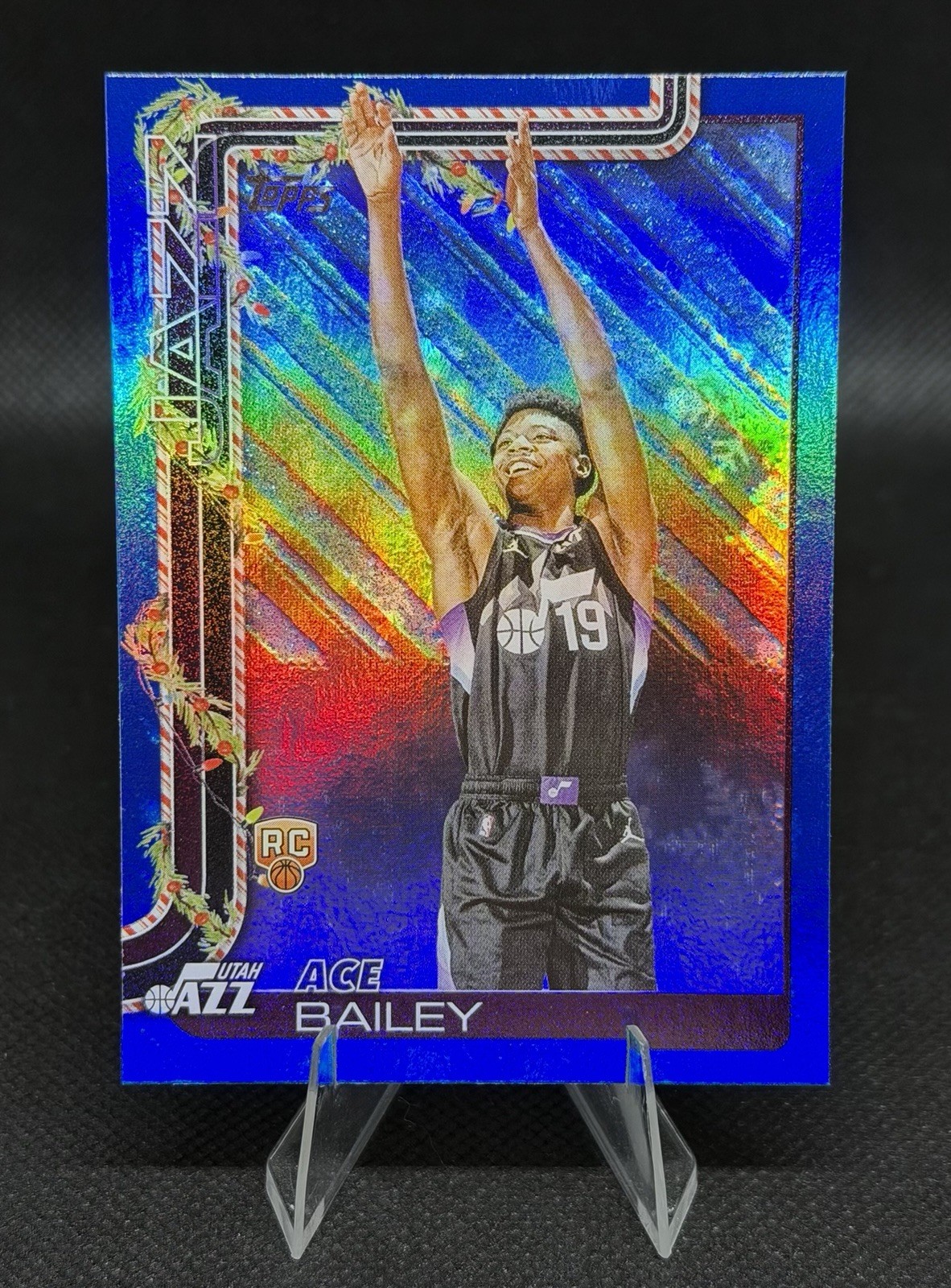 2025-26 Topps Holiday Blue Metallic Glitter Holiday #H165 Ace Bailey Utah Jazz