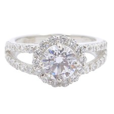 925 Sterling Silver 1.48Ct Round Shape D/VVS1 Solitaire Women's Anniversary Ring