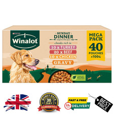 Winalot Sunday Dinner Mixed in Gravy Wet Dog Food Pouches 40x100g 4.05 per kilo