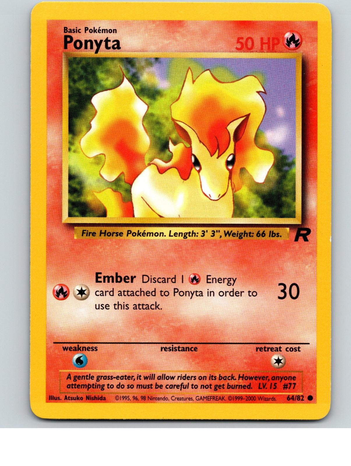 Ponyta 64/82 Common Team Rocket Pokemon Unlimited Lightly Played
