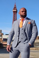 Mens Sky Blue Check Three Piece Suit Plus Size Large XL Big Tall 50 52 54 56 58