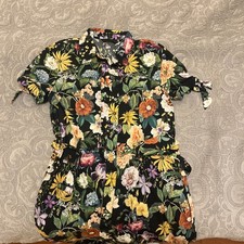 ZARA NEW WOMAN SS25 FLORAL PRINT POPLIN MIDI DRESS SIZE S