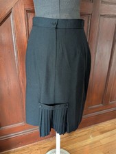Vintage Black Pleated Pencil Skirt 11 Easy Pieces Button Accents Back Zipper