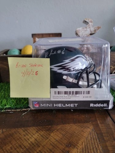 DEVONTA SMITH AUTOGRAPHED PHILADELPHIA EAGLES SPEED MINI HELMET
