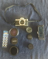 Olympus OM-4 T Titanium 35mm SLR Film Camera  2 Lens New Batteries Tested