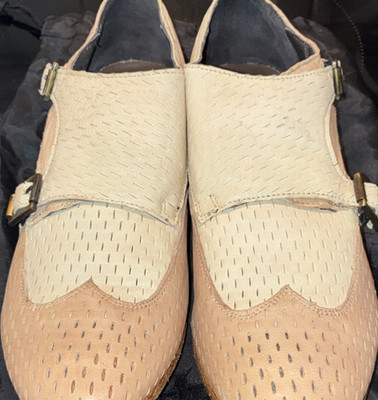 Vero Cuoio Damen Halbschuhe Slipper Leder beige/creme mit Schnallen Gr. 40