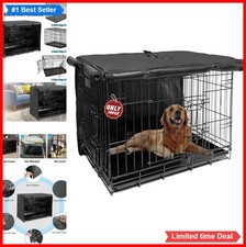 Dog Crate Cover 48 Inch Waterproof 600D Oxford Mesh Window Zipper 1 2 3 Door