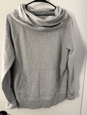 LL Bean Womens M Cowl Neck Sweatshirt Thumbholes Kangaroo Pocket Tunic Pullover