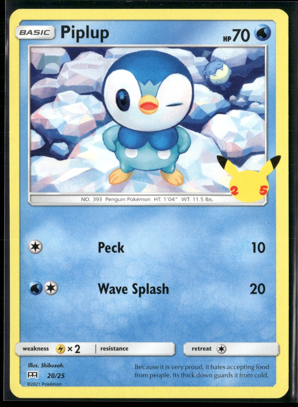 Piplup - 20/25 Promo McDonald's 25th Anniversary Promos 020/025 NM