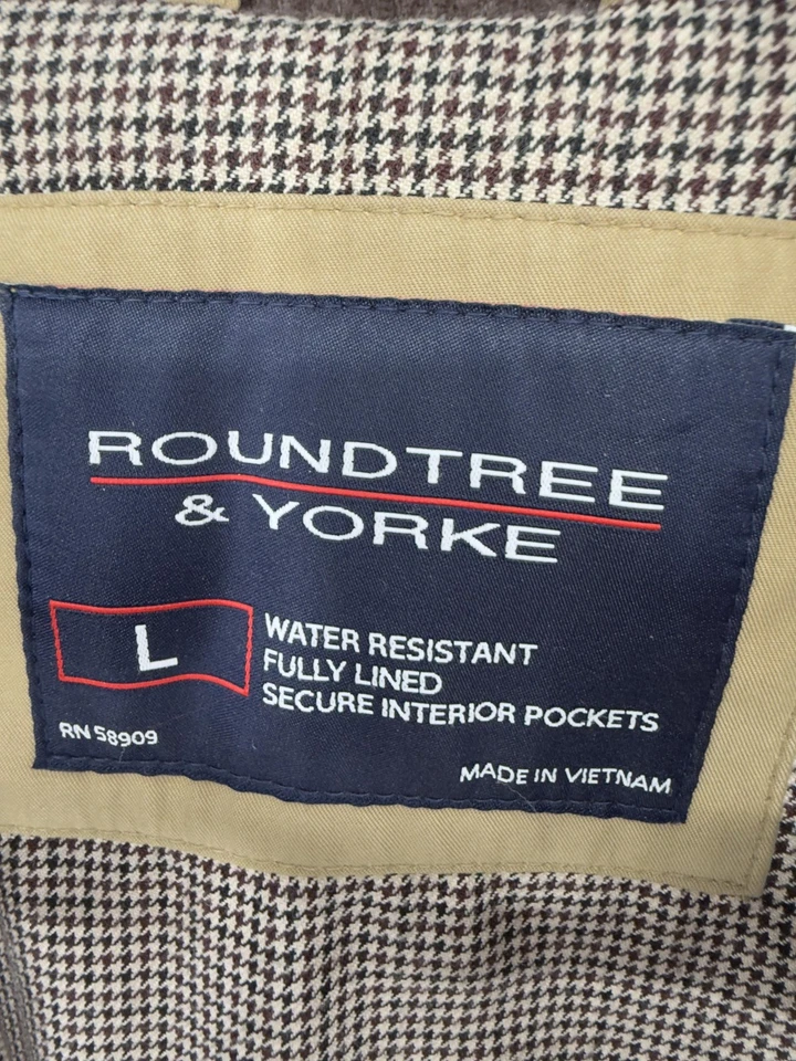 Roundtree & Yorke Jacket Mens Large Khaki Corduroy Collar Water Resistant Field - Image 2 of 4