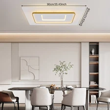 LED Rectangle Chandelier Flush Mount LED Ceiling Light w/Remote Control 110-220V