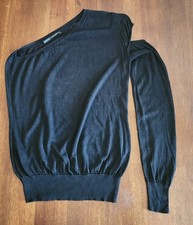 Anthony Vaccarello Women's One-Sleeve Sweater L Black 100% Silk Avant-garde Lux