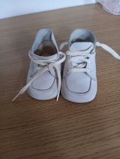 Vintage White Leather Lace Up Baby Shoes Size 
