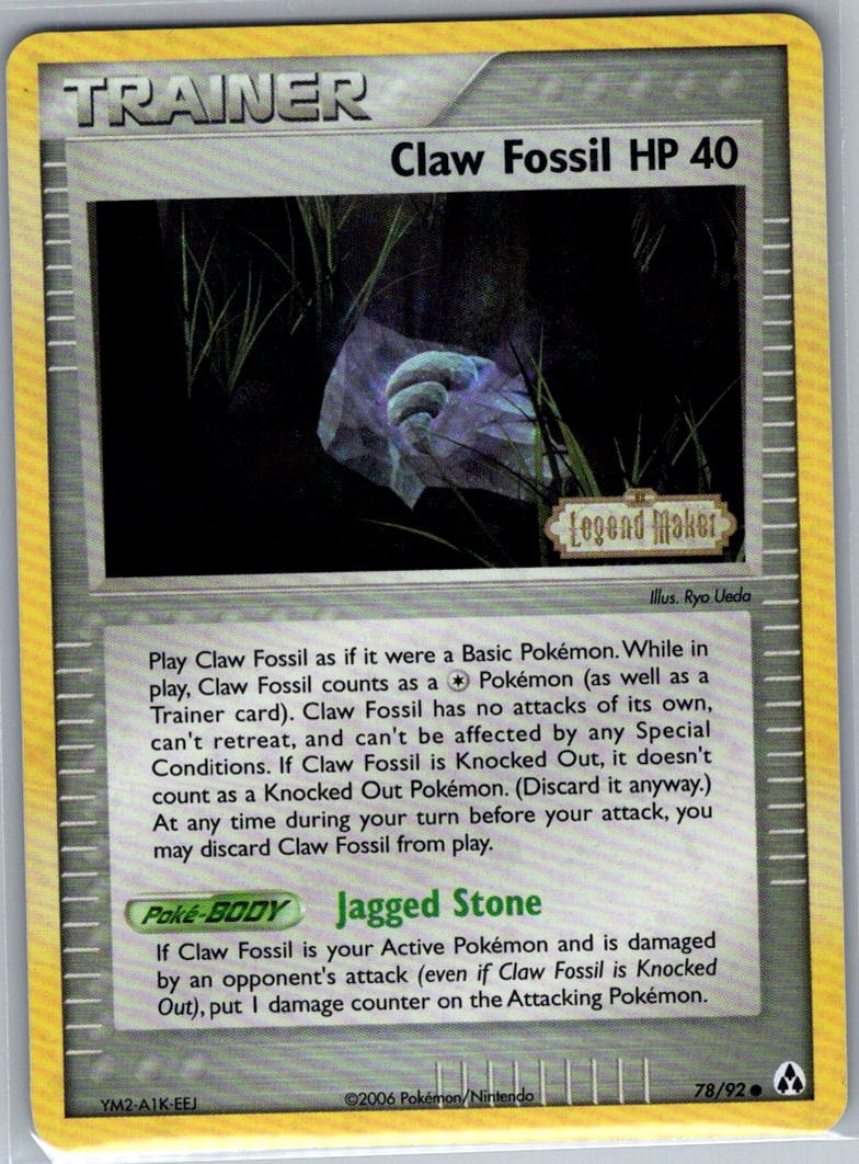 Claw Fossil 84/108 Reverse Holo Stamp Power Keepers - Pokemon Card - NM