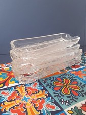 Vintage Corn On The Cob Glass Dishes. Set of 4 Retro Kitchenalia Mid Century