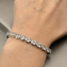 Zales Jeweler Tennis Bracelet Silver Tone 7” C41