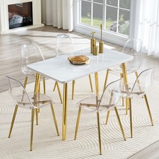 Table and chair set.White imitation marble texture glass countertop + lower MD