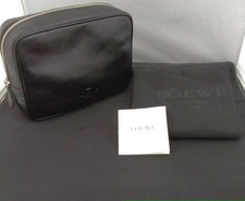 LOEWE 340911 Clutch Bag Leather Pouch Black Hand Bag Used