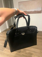 Tumi Black Leather 15" Laptop Briefcase w/ Adjustable Shoulder Strap