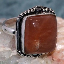Sunstone 925 Silver Plated Ring US 8 Handmade Gift Jewelry JW