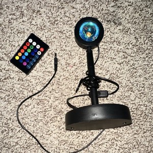 RGB LED Spot Light Multicolor Plug-In Corded w/ Remote Control, Black