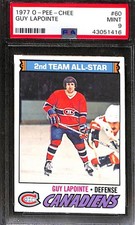 1977 O-PEE-CHEE OPC #60 GUY LAPOINTE AS2 PSA 9 Mint 43051416 