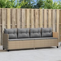 Sonnenliege Poly Rattan Beige Mit Kissen FüR Garten Terrasse Balkon