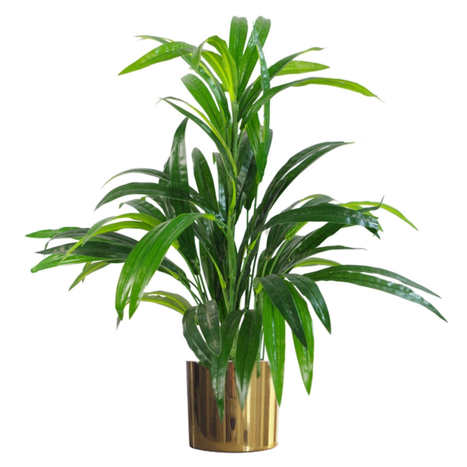Leaf Artificial Bamboo Shrub Plant With Gold Metal Planter 65Cm - Image 2