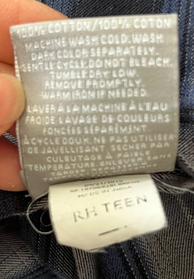 RH Teen Duvet Cover Sham Plaid Full Queen Restoration Hardware Reversible - Image 4 of 4