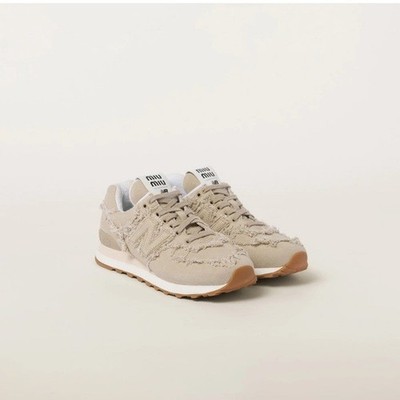 New Balance 574 x Miu Miu Beige Brown Sneakers Women s Luxury Collab Size 38