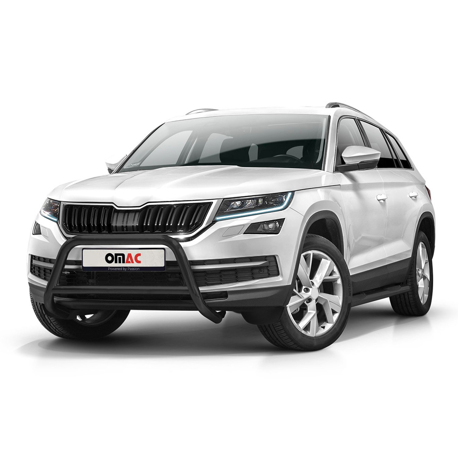Pare-buffle Skoda Kodiaq 2017-2021 en acier noir contre les chocs de parking