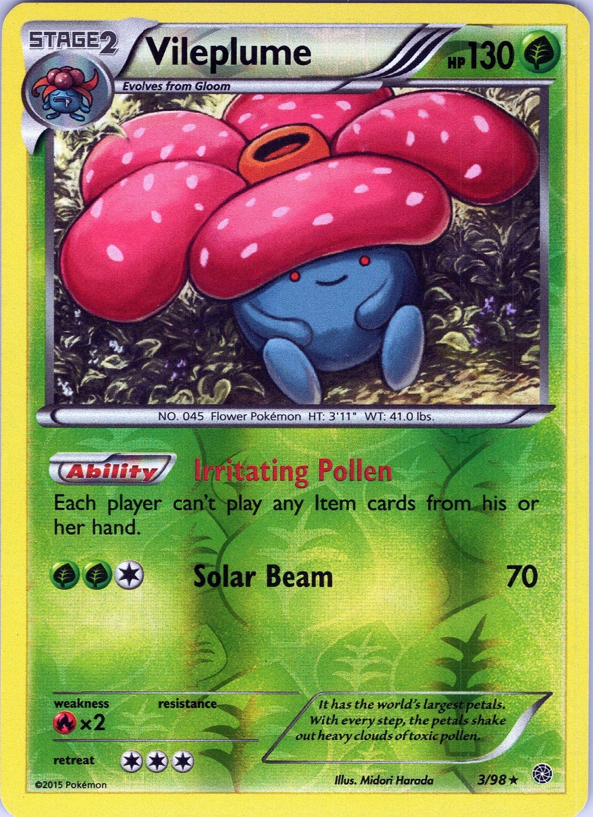 Vileplume 3/98 Rare - Pokemon TCG XY: Ancient Origins - Reverse Holo (NM)