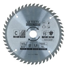 Lama sega circolare 165 mm x 16 / 20 mm 48 denti TCT disco da taglio legno