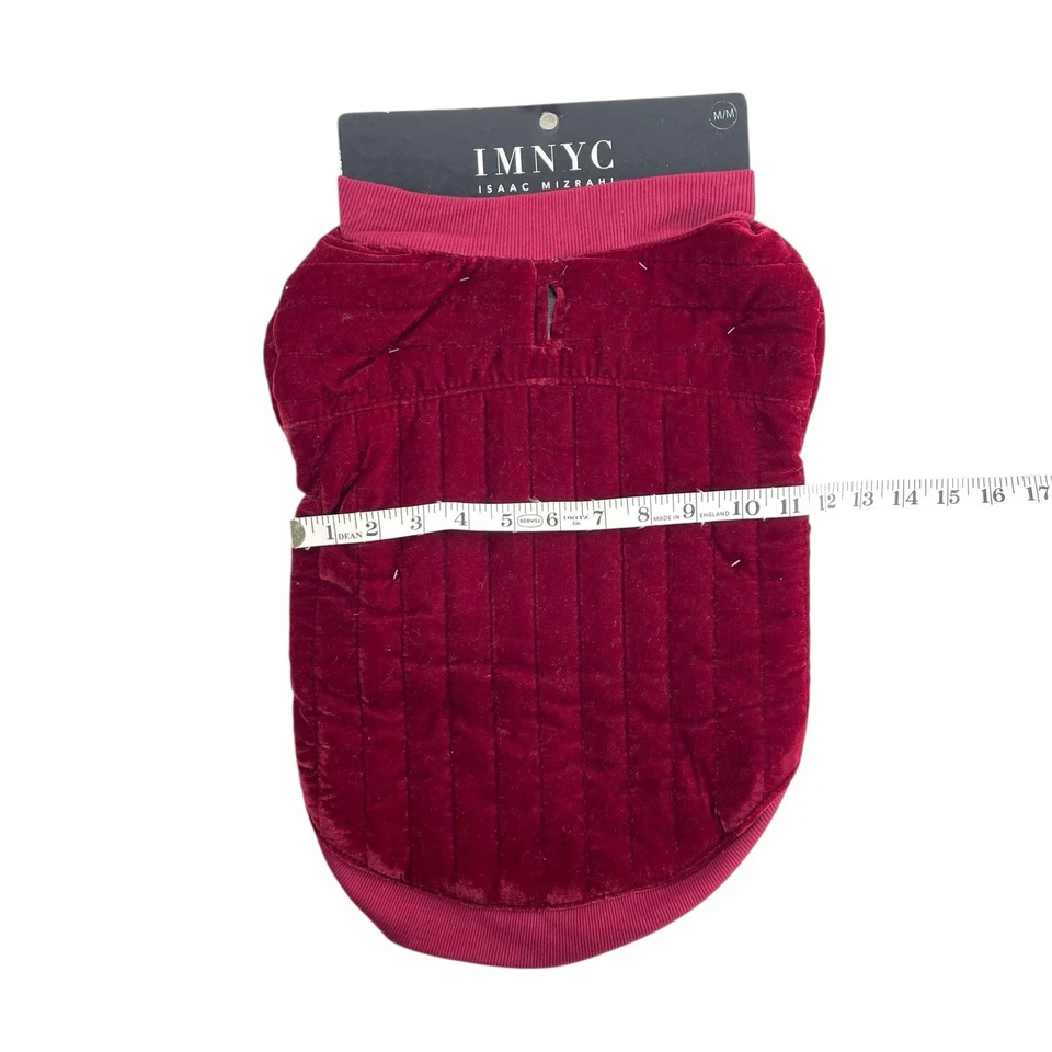 Isaac Mizrahi Pet Velvet Dog Coat Size Medium Red Burgundy Christmas Holiday NEW - Image 3 of 4