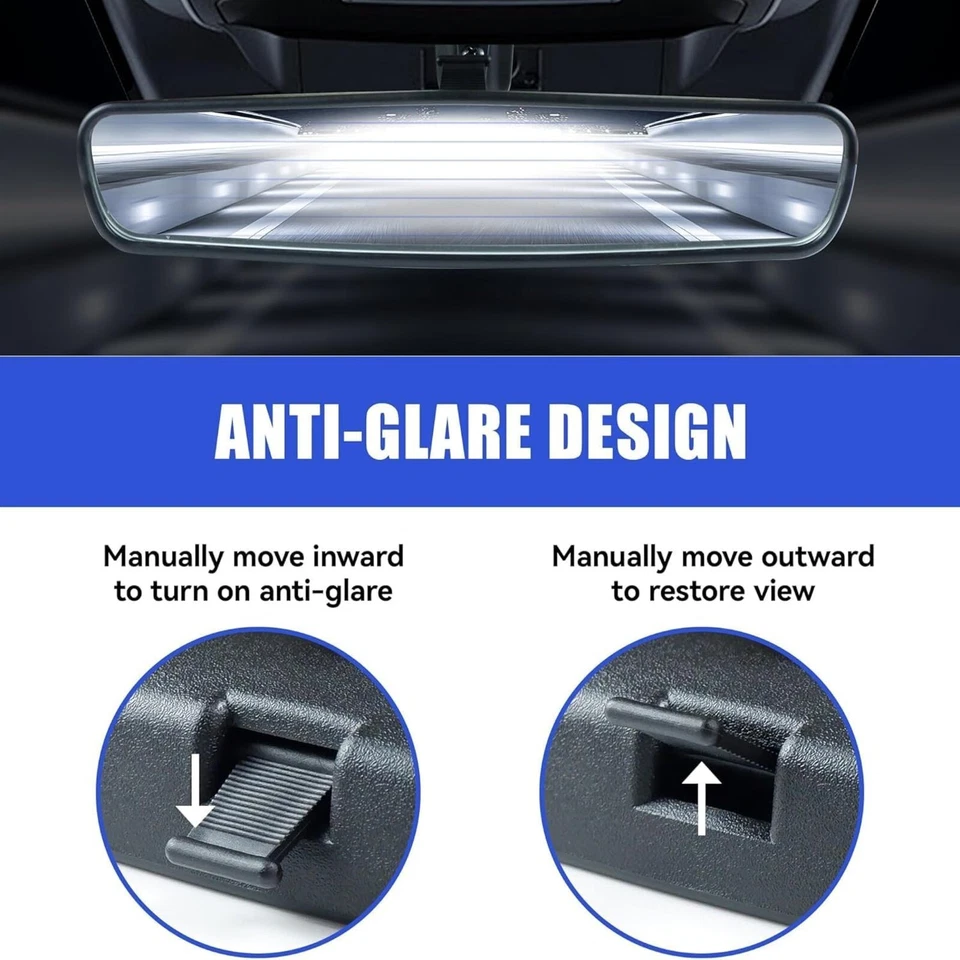 8"Universal Interior Rear View Mirror Anti-Glare Wide Angle Stick-On Replacement Foto 4 de 4