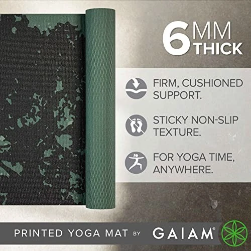Gaiam Yoga Mat - Premium 6mm Print Extra Thick Non Slip Exercise & Fitness Mat - Image 2 of 4