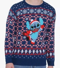 Disney Lilo  Stitch Santa Fair Isle Ugly Christmas Sweater Holiday Party Top M