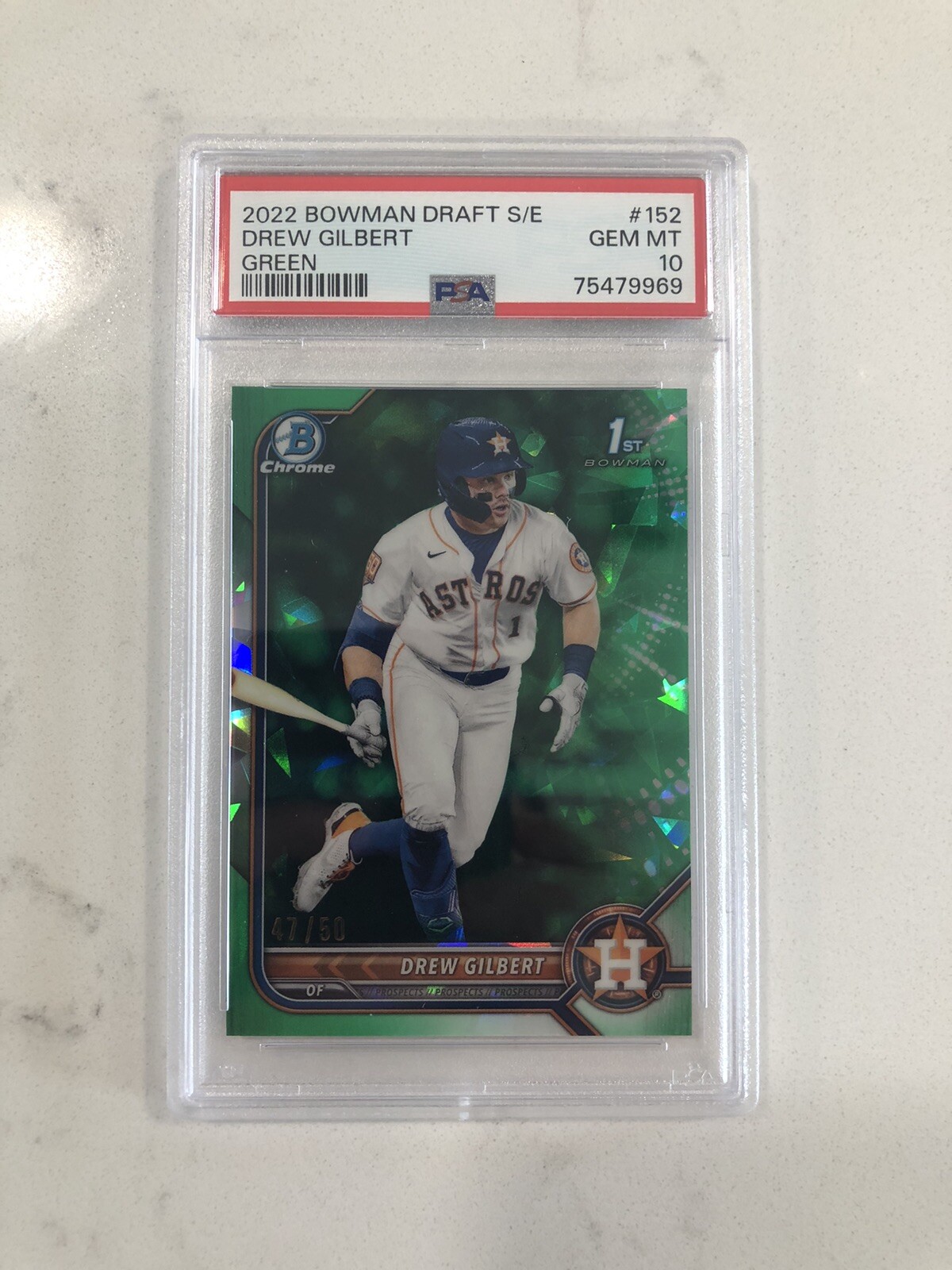 Drew Gilbert 2022 Bowman Draft Sapphire 1st Bowman GREEN /50 Astros PSA 10 POP 2