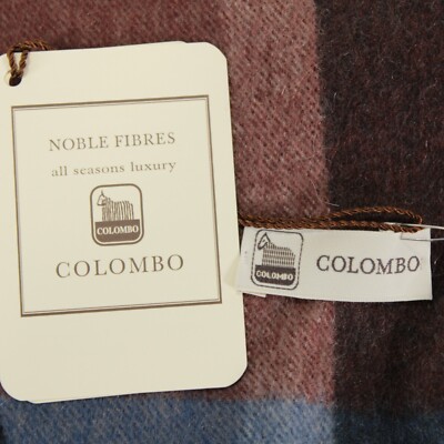 Colombo カシミヤ100% ブラウンスカーフ Colombo NWT 100% Cashmere Scarf with Fringe in Browns/Blue One