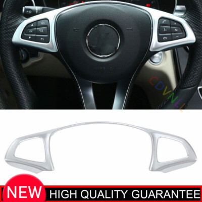 Fit For Benz GLE GLS 2016-2019 Matte Silver Front Steering Wheel Frame Cover 1*