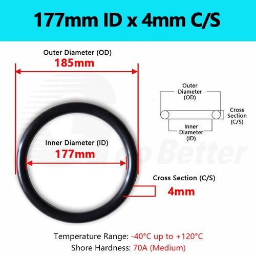 4mm Cross Section NBR 70 O-Rings Nitrile Rubber 4mm-387mm ID Oil Resistant Seals - Picture 111 of 160
