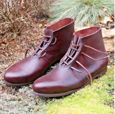 Medieval Viking Leather Boots Renaissance Pirate SCA LARP Cosplay sloid boot