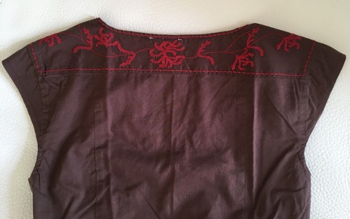 GAP Wickel- Bluse Top Weste / Season Style / Braun mit roter Stickerei / Gr. XS - Bild 5 von 11
