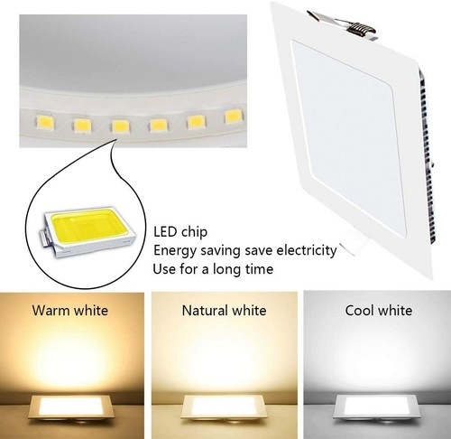 6W LED SQUARE Recessed Ceiling Flat Panel Down Light Ultra Slim Cool White 120MM - Picture 4 of 4