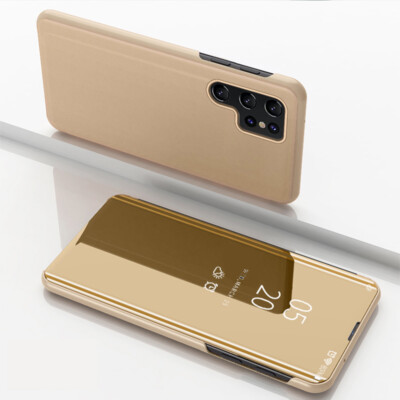 Flip S-View Mirror Clear Case For Samsung Galaxy S25 S24 Ultra Plus S23 S22 S21
