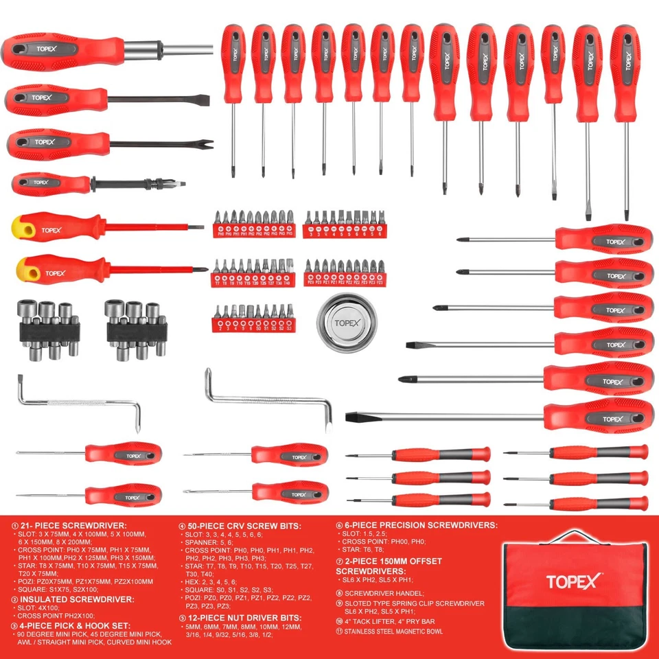 100 PCs Screwdriver Set Non-Slip Precision Screw Bits Sockets Kit w/ Oxford Bag - image 3 of 4