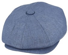 Newsboy Summer Linen Look Hat Gatsby Cap Blue Flat Bakerboy Baker Boy Sun Cotton