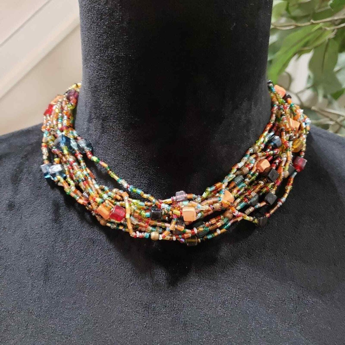 Womens Fashion Glass Seed Bead Multi Strand Braided Necklace  display picture 1