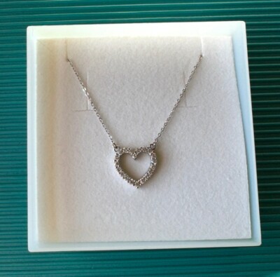 GORGEOUS!! s. Oliver Sterling Silver CZ Heart Pendant 17 Inch Chain Mother's Day